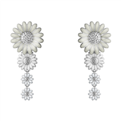 Georg Jensen x Stine Goya Daisy ørehængere sølv rhodineret m. hvid emalje (medium)