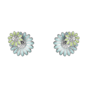 Georg Jensen x Stine Goya Daisy ørestikker sølv rhodineret m. blå og grøn emalje (medium)