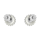 Georg Jensen x Stine Goya Daisy ørestikker sølv rhodineret m. hvid emalje