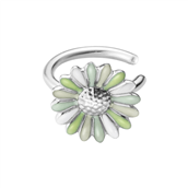 Georg Jensen x Stine Goya Daisy ear cuff sølv rhodineret m. grøn emalje (1 stk) 