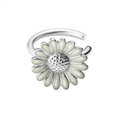 Georg Jensen x Stine Goya Daisy ear cuff sølv rhodineret m. hvid emalje (1 stk) 