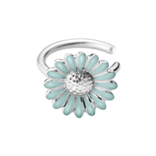 Georg Jensen x Stine Goya Daisy ear cuff sølv rhodineret m. blå emalje (1 stk) 