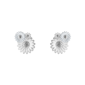 *Georg Jensen x Stine Goya Daisy ørestikker sølv rhodineret m. hvid emalje