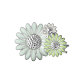 *Georg Jensen x Stine Goya Daisy hårspænde sølv rhodineret m. grøn + hvid emalje