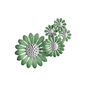 Georg Jensen x Stine Goya Daisy ear cuff medium sølv rhodineret m. grøn emalje - Venstre (1. stk) 