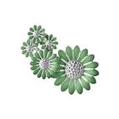 Georg Jensen x Stine Goya Daisy ear cuff medium sølv rhodineret m. grøn emalje - Højre (1. stk) 