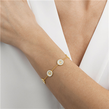 Georg Jensen Daisy armbånd sølvfg.hvid emajle forg 18,5 cm