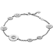 Georg Jensen Daisy armbånd  sølv rhod. m. hvid emalje 18,5 cm.