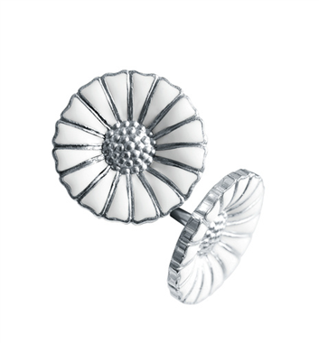Georg Jensen Daisy ørespyd hvid emalje 11 mm sølv