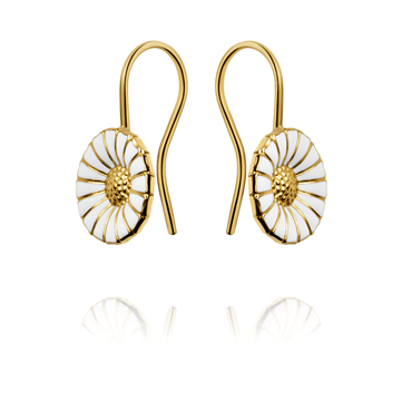 Georg Jensen Daisy ørekrog hvid emalje 11mm sølv forg.