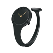 Georg Jensen Vivianna Dameur, VB226, sort PVD stål, sort urskive 34 mm., gyldne visere, str. XS-L