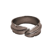 Heiring Feather ring smal sølv oxideret str. 48-60