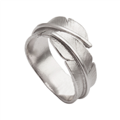 Heiring Feather ring smal sølv rhodineret str. 48-60