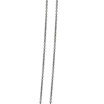 Heiring kæde rund anker 0,4 tråd sølv sort rhod. (flere længder)