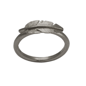 Heiring Feather ring oxyderet sølv mini fjer str. 48-62