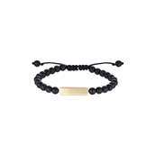 *Heiring Viro armbånd sort obsidian og 14 kt. massiv guldbarre på sort nylon snor 21cm