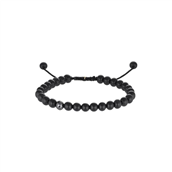 *Heiring Viro armbånd sort obsidian og sort facetteret diamant på sort nylon snor 21cm