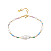 Hultquist Magda armbånd forgyldt sølv m. miyuki og ferskvandsperler 16+3cm