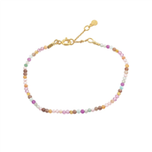 Hultquist Vilma armbånd forgyldt sølv m. farvede sten (16+3cm)