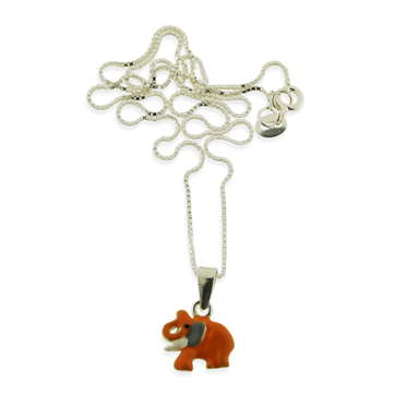 Bella & Valdemar by Pind halskæde med orange elefant sølv 
