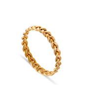 *Jane Kønig Small Braided ring sølv forgyldt flet (str. 46-60)