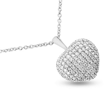 By Pind halskæde sølv rhodineret med hjerte vedhæng med zirkonia sten (40, 45 eller 50 cm)  