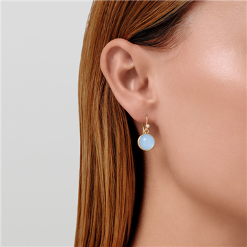 Julie Sandlau Prime Milky Aqua øreringe forgyldt sølv med lys krystal
