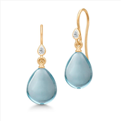 Julie Sandlau Prima Ballerina øreringe sølv forgyldt m. blå pear cut krystal