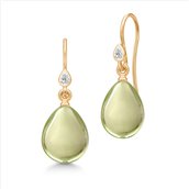 Julie Sandlau Prima Ballerina øreringe sølv forgyldt m. olivengrøn pear cut krystal