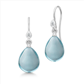 Julie Sandlau Prima Ballerina øreringe sølv rhodineret m. blå pear cut krystal