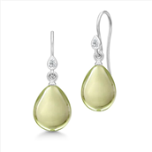 Julie Sandlau Prima Ballerina øreringe sølv rhodineret m. olivengrøn pear cut krystal