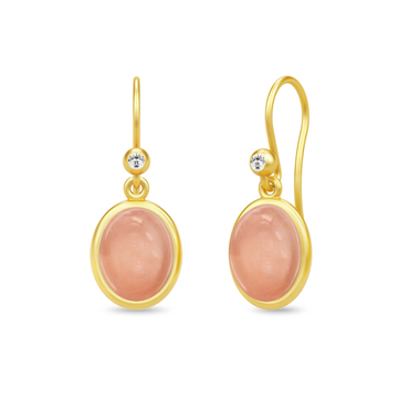 *Julie Sandlau Cherry øreringe sølv forgyldt med rosa krystal