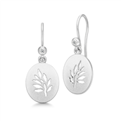 Julie Sandlau øreringe sølv rhodineret Tree Of Life Signet med zirkonia