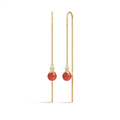 Julie Sandlau Berry Chain øreringe sølv forgyldt kæde med cz og rød agat