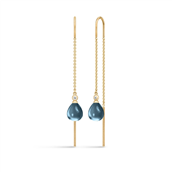 Julie Sandlau Tasha Chain øreringe forgyldt sølv m. blå krystal + cz