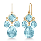 Julie Sandlau Olivia Chandelier Ice Blue øreringe forgyldt sølv m. krystal