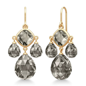 Julie Sandlau Olivia Chandelier Smokey øreringe forgyldt sølv m. krystal