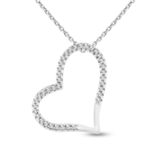 By Pind halskæde sølv rhodineret med hjerte vedhæng med zirkonia sten (40, 45 eller 50 cm)