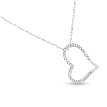 By Pind halskæde sølv rhodineret med hjerte vedhæng med zirkonia sten (45 cm)