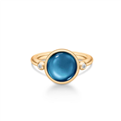 Julie Sandlau Prime Sapphire Blue ring forgyldt sølv safirblå krystal cz str. 48-60