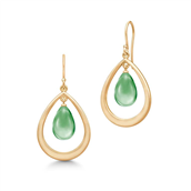 Julie Sandlau Prime droplet øreringe sølv forgyldt med grønne ametyst krystaller