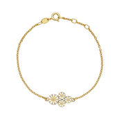 Lund Copenhagen Marguerit armbånd m. 4 blomster forgyldt sølv (17-19 cm)