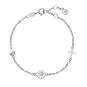 Lund Copenhagen Marguerit armbånd Tro, Håb og Kærlighed sølv (17-19 cm)