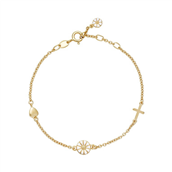 Lund Copenhagen Marguerit armbånd Tro, Håb og Kærlighed forgyldt sølv (17-19 cm)