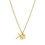 Lund Copenhagen Marguerit collier Tro, Håb og Kærlighed forgyldt sølv (45-48 cm)