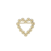 Lund Copenhagen Marguerit Hjerte broche forgyldt sølv - 30mm