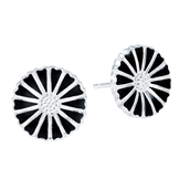 Lund of Copenhagen Marguerit ørestikker sølv m. sort emalje 11mm
