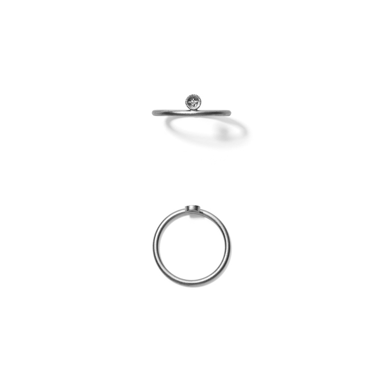 Line Jo Miss Rcircle ring grå ruthenium sølv med 1 x 0.005 ct str. 51 | Line & Jo - Køb hos pindj.dk