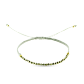 By Pind armbånd lys grøn knyttet med pyrite og sølv forgyldte kugler