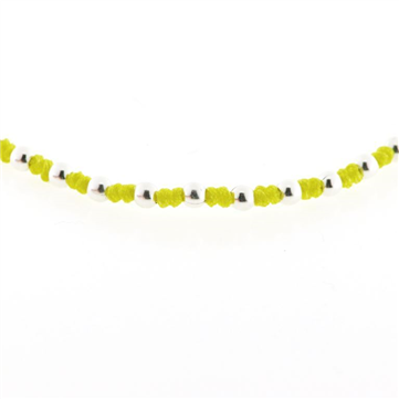 Classic by Pind Colorful ,knyttet armbånd lemon gul med sølv kugler 